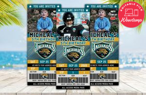 Editable Jacksonville Jaguars Birthday Ticket Invitation Instant Download