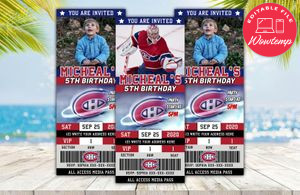 Montreal Canadiens Ticket Birthday Editable Templates Instant Download