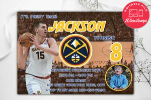 Denver Nuggets Birthday Invitation Template to Print at Home Instant Download