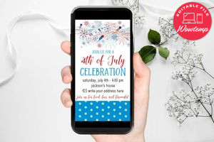 Electronic 4th of July Electronic Invite Invitation Instant Download