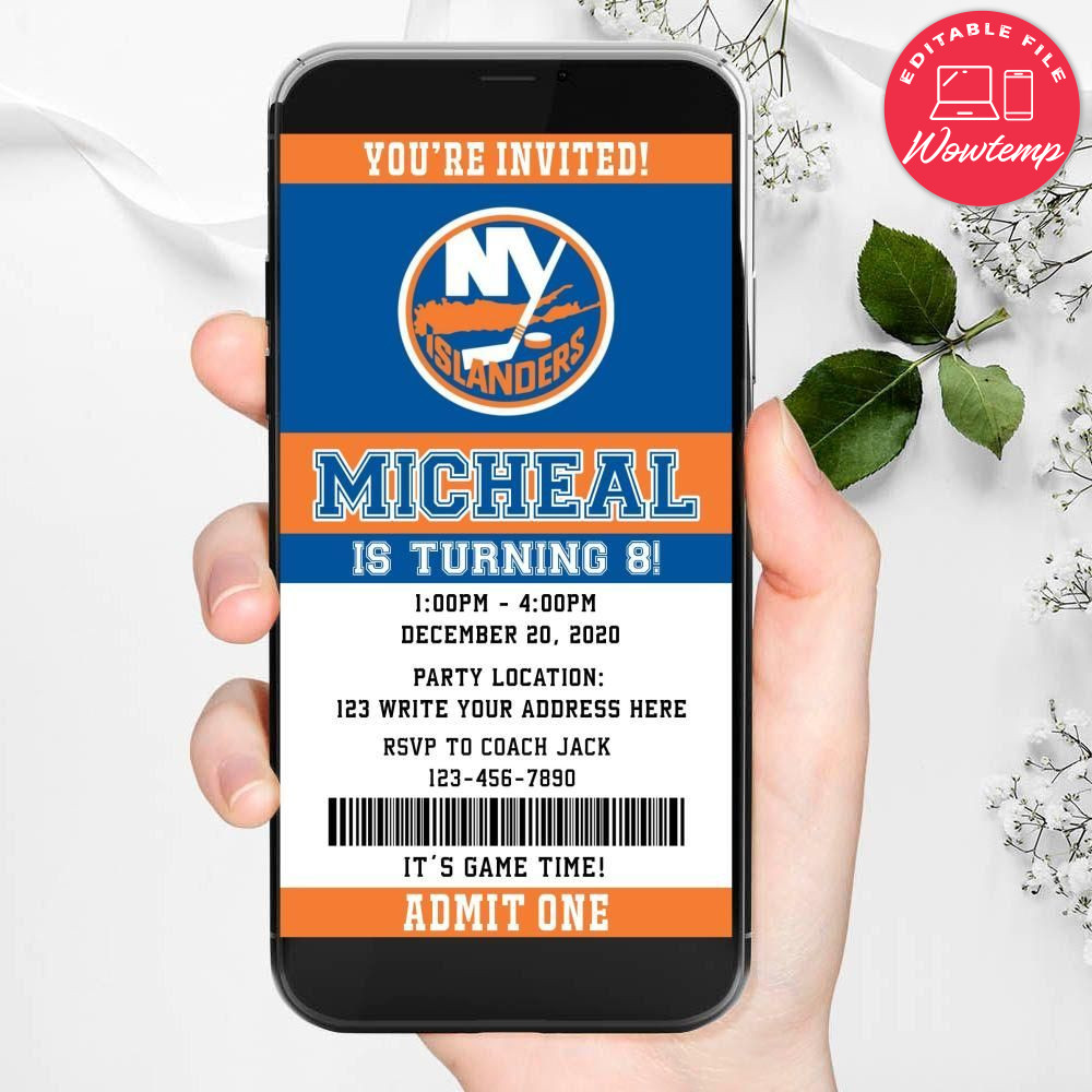 Electronic New York Islanders Birthday Flyer Instant Download