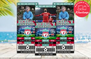 Liverpool FC Ticket Birthday Editable Templates Instant Download