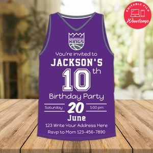 Sacramento Kings Jersey Birthday Flyer Instant Download
