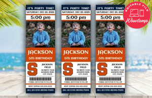 Printable Syracuse Orange Birthday Ticket With Photo Invitation Instant Download