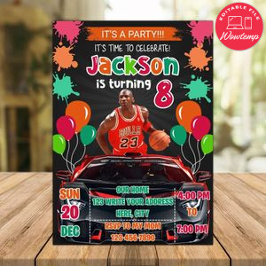 Michael Jordan Drive By Birthday Parade Invitation Printable Instant Download