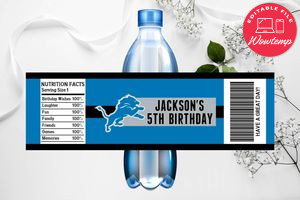 Printable Detroit Lions Water Bottle Labels Instant Download