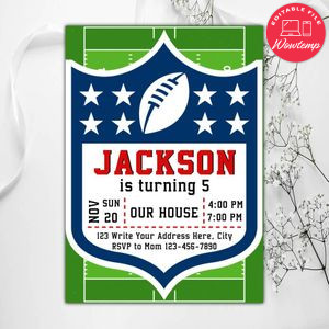 NFL Birthday Invitation Instant Download