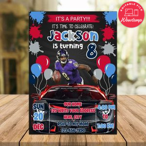Lamar Jackson Baltimore Ravens Drive By Birthday Parade Invitation Printable Instant Download