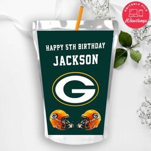 Green Bay Packers Birthday Capri Sun Juice Label Instant Download
