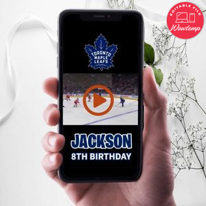 Toronto Maple Leafs Birthday Video Invitation Digital Template Customizable Instant Download