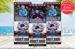 Editable Colorado Avalanche Birthday Ticket Invitations Instant Download