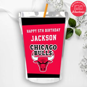 Chicago Bulls Birthday Capri Sun Juice Label Instant Download