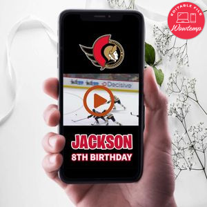 Ottawa Senators Birthday Video Invitation Digital Template Customizable Instant Download