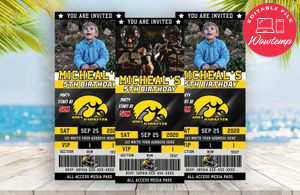 Iowa Hawkeyes Ticket Birthday Editable Templates Instant Download