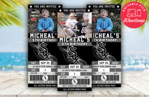 Chicago White Sox Ticket Birthday Editable Templates Instant Download