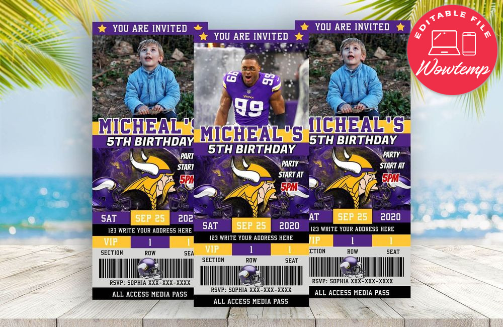 mn vikings birthday Flyer instant download