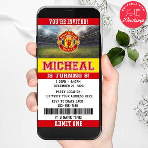 Electronic Manchester United Birthday Invitation Instant Download