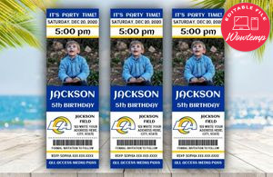 Printable Los Angeles Rams Birthday Ticket With Photo Invitation Instant Download