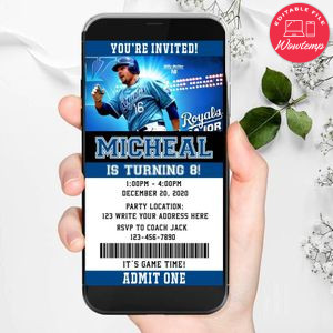 Electronic Kansas City Royals Electronic Invite Birthday Invitations Instant Download