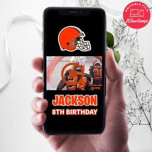 Cleveland Browns Birthday Video Invitation Digital Template Customizable Instant Download