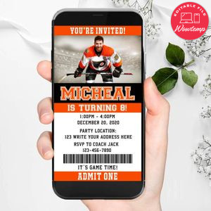 Electronic Philadelphia Flyers Ticket Electronic Invite Birthday Invitations Instant Download