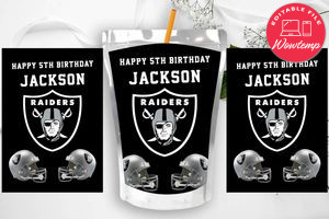 Printable Las Vegas Raiders Birthday Capri Sun Juice Label Instant Download