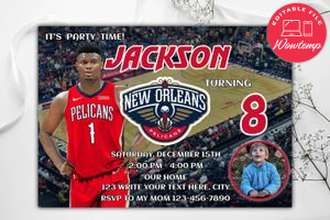 New Orleans Pelicans Birthday Invitation Template to Print at Home Instant Download