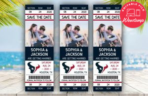  Houston Texans Save The Date Wedding Engagement Announcement Ticket Invitation Instant Download