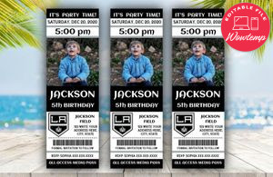Printable Los Angeles Kings Birthday Ticket With Photo Invitation Instant Download