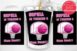 Basketball Girl Birthday Capri Sun Juice Label Instant Download