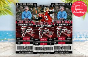 Editable Atlanta Falcons Birthday Ticket Invitations Instant Download