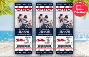 Ole Miss Rebels Save The Date Wedding Engagement Announcement Ticket Invitation Instant Download