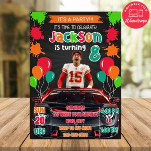 Patrick Mahomes Kansas City Chiefs Drive By Birthday Parade Invitation Printable Instant Download