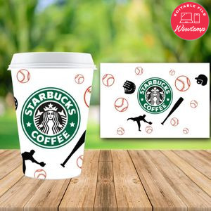 Baseball Starbucks Wrap PNG File template Digital File