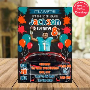 Tua Tagovailoa Miami Dolphins Drive By Birthday Parade Invitation Printable Instant Download