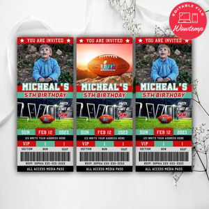 Super bowl birthday ticket Instant Download