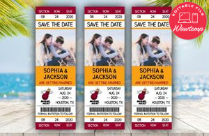 Editable Miami Heat Save The Date Wedding Engagement Announcement Ticket Invitation Instant Download