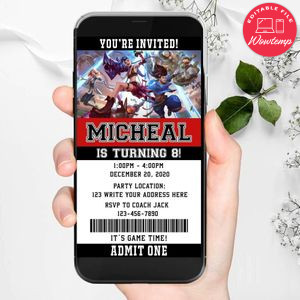Electronic Wild Rift Electronic Invite Birthday Invitation Instant Download