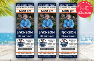 Printable Edmonton Oilers Birthday Ticket With Photo Invitation Instant Download