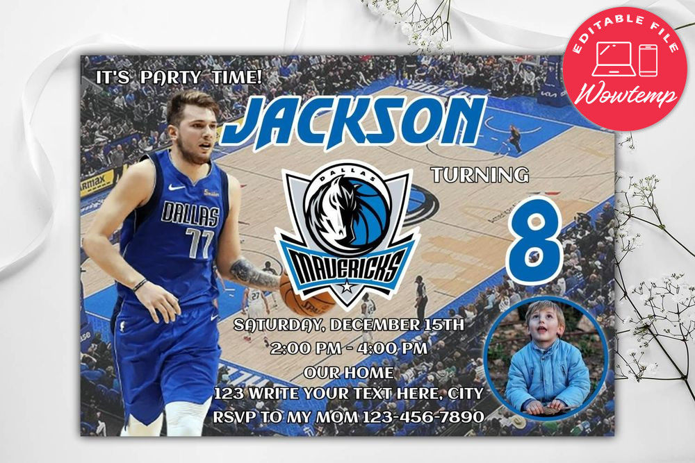 Dallas Mavericks Birthday Flyer Template to Print at Home Instant Download
