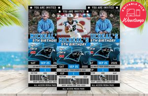 Editable Carolina Panthers Birthday Ticket Invites Instant Download