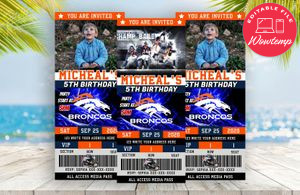 Denver Broncos Ticket Birthday Editable Template Instant Download