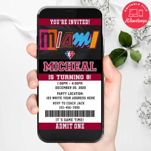 Electronic Miami Heat Birthday Flyer Instant Download
