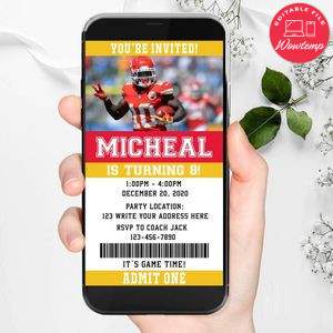 Electronic Kansas City Chiefs Ticket Electronic Invite Birthday Invitations Instant Download