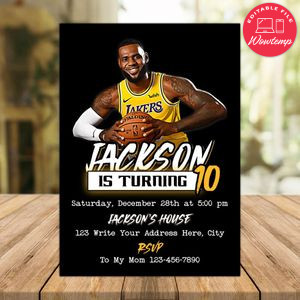 LeBron James Birthday Invitation Instant Download