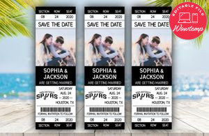 Editable San Antonio Spurs Save The Date Wedding Engagement Announcement Ticket Invitation Instant Download