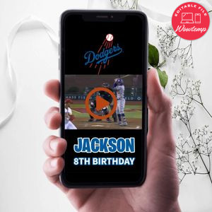 Los Angeles Dodgers Birthday Video Invitation Digital Template Customizable Instant Download