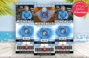 Editable North Carolina Tar Heels Birthday Ticket Invitation Instant Download