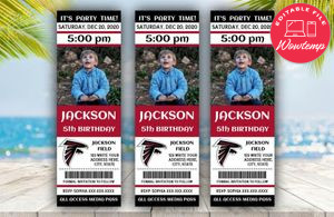 Printable Atlanta Falcons Birthday Ticket With Photo Invitation Instant Download