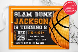 Slam Dunk Birthday Invitation Instant Download